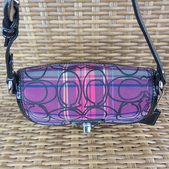 Coach Tartan Plaid Poppy Signature Small Penny Flap Shoulder Bag Purse Purple - Picture 9 of 16